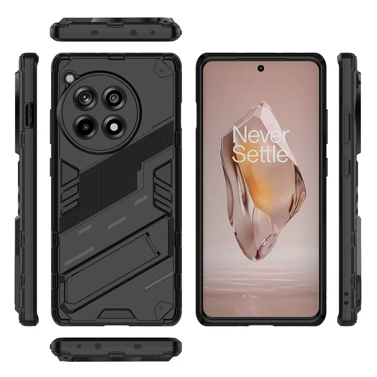 For OnePlus Ace 3 5G / 12R 5G Phone Case Kickstand TPU+PC Hybrid Cover - Black