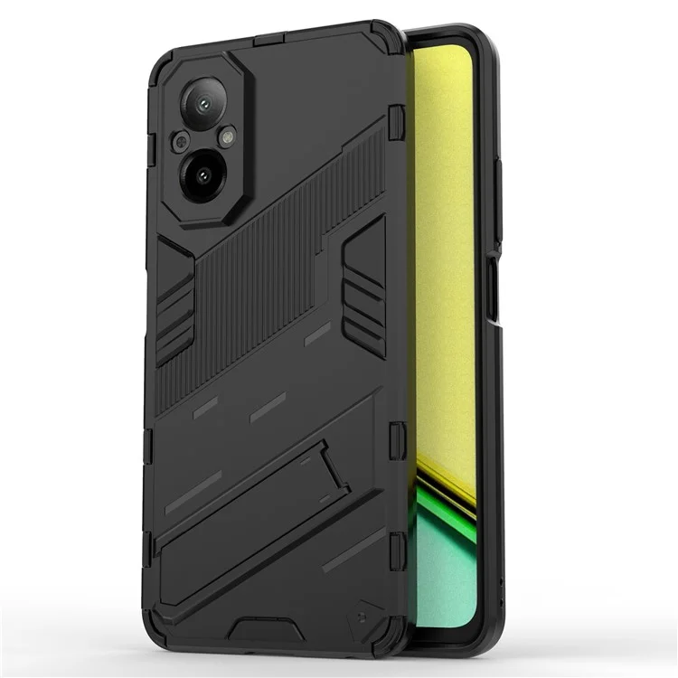 For Realme C67 4G Kickstand Case TPU+PC Protective Phone Cover - Black