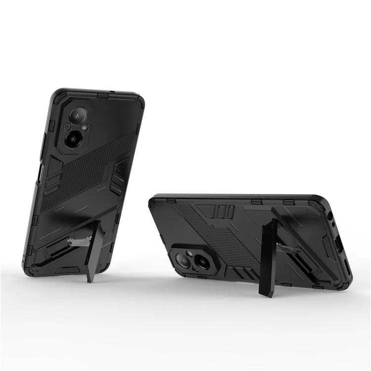 For Realme C67 4G Kickstand Case TPU+PC Protective Phone Cover - Black