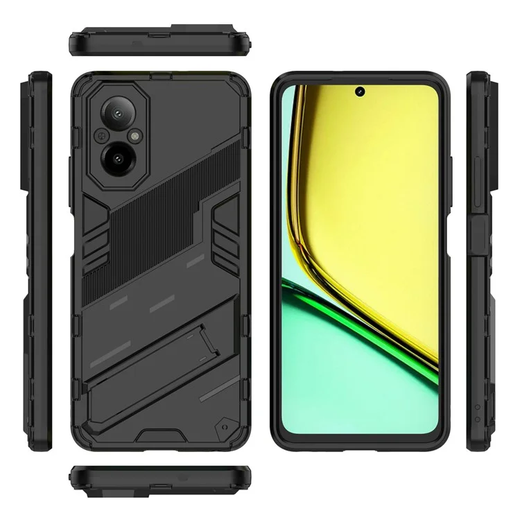 For Realme C67 4G Kickstand Case TPU+PC Protective Phone Cover - Black