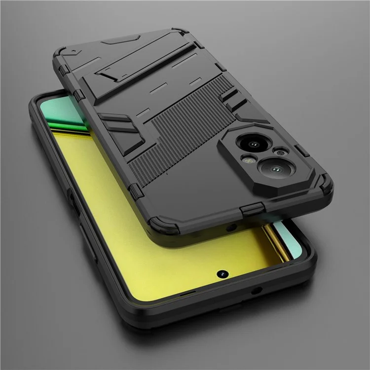 For Realme C67 4G Kickstand Case TPU+PC Protective Phone Cover - Black