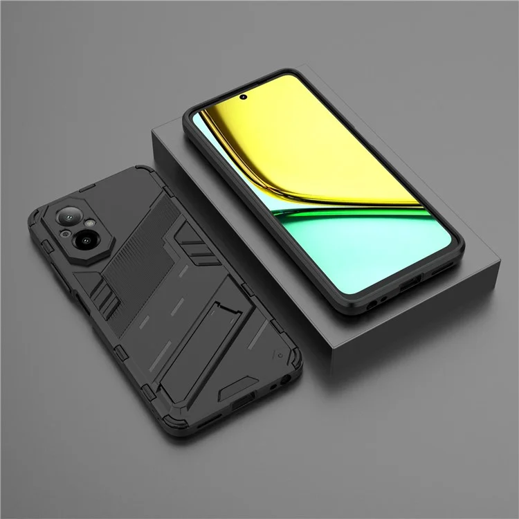 For Realme C67 4G Kickstand Case TPU+PC Protective Phone Cover - Black