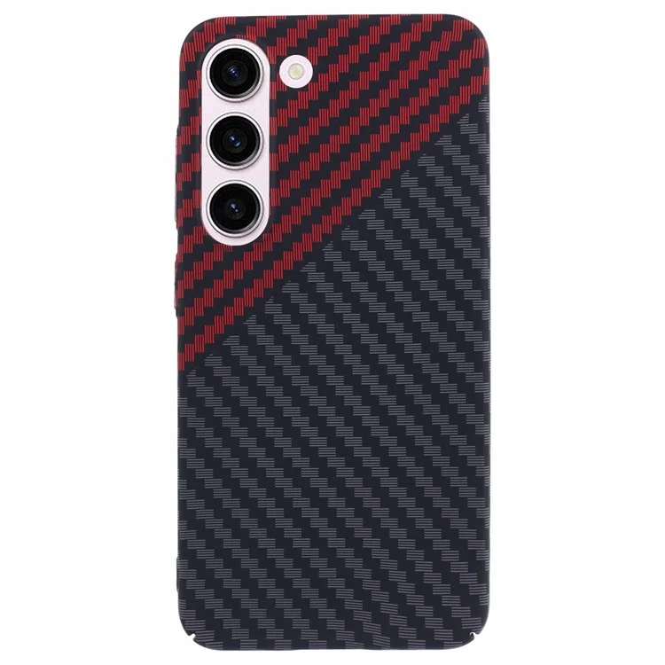 Per Samsung Galaxy S23 Phone Case Carbon Fiber Texture Hard PC Back Cover - Black+Red