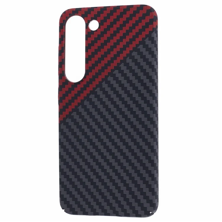 Per Samsung Galaxy S23 Phone Case Carbon Fiber Texture Hard PC Back Cover - Black+Red