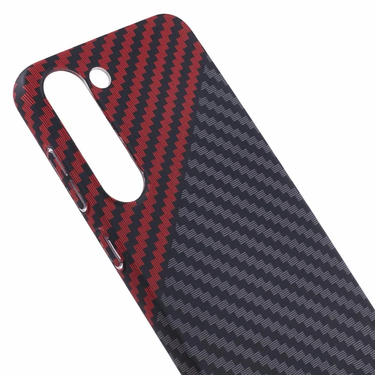 Per Samsung Galaxy S23 Phone Case Carbon Fiber Texture Hard PC Back Cover - Black+Red