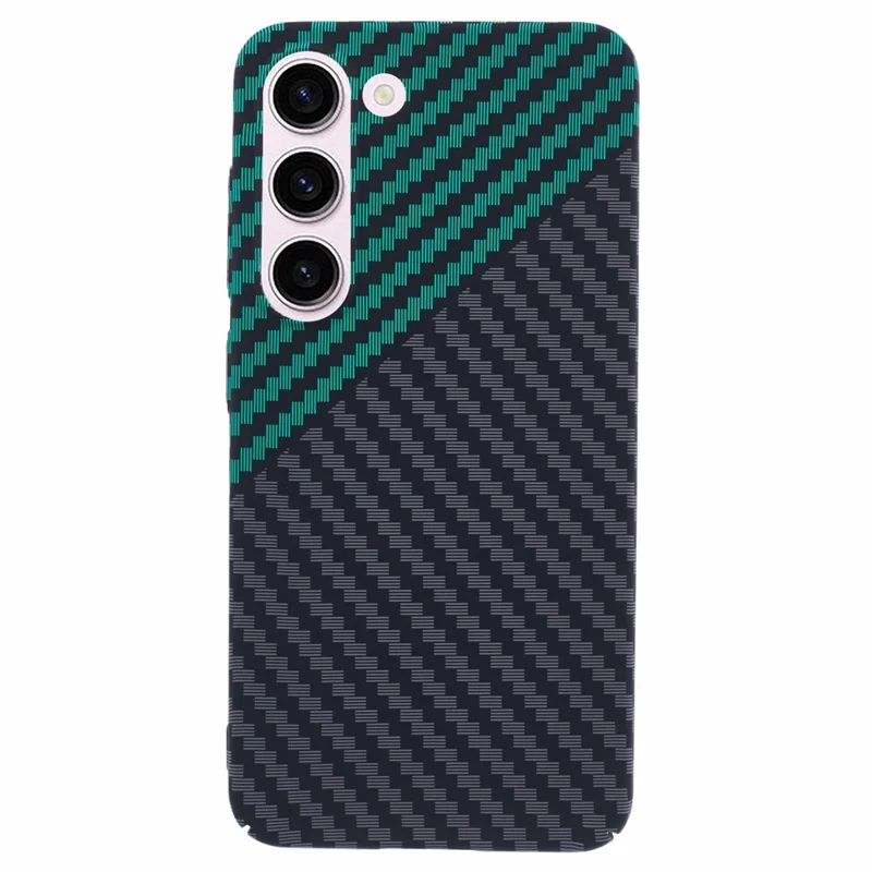 For Samsung Galaxy S23 Phone Case Carbon Fiber Texture Hard PC Back Cover - Black+Green