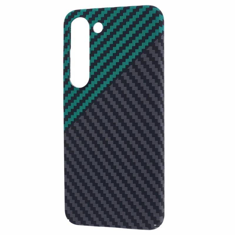 For Samsung Galaxy S23 Phone Case Carbon Fiber Texture Hard PC Back Cover - Black+Green