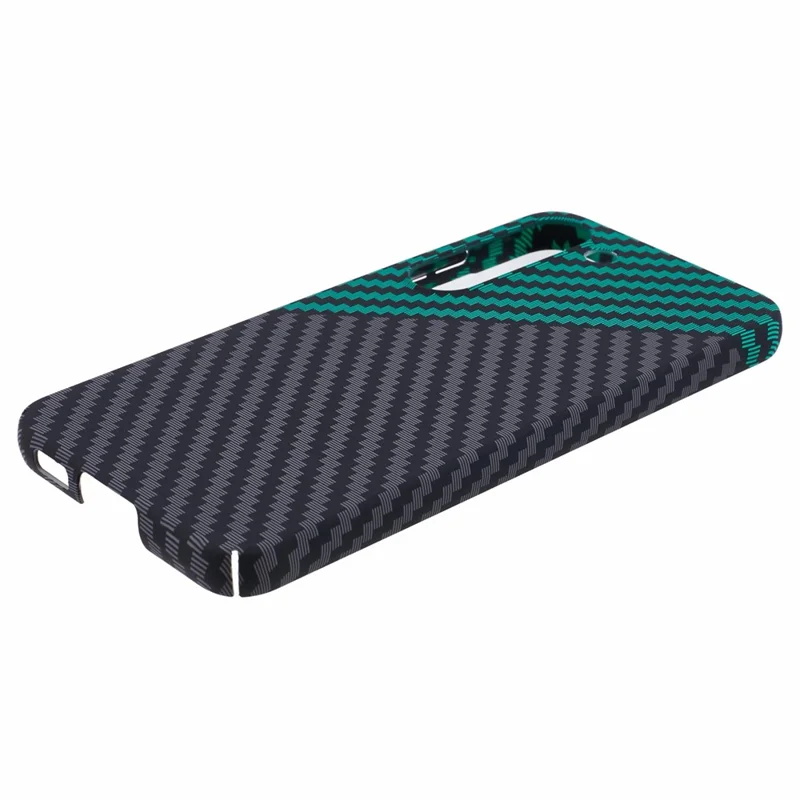 For Samsung Galaxy S23 Phone Case Carbon Fiber Texture Hard PC Back Cover - Black+Green