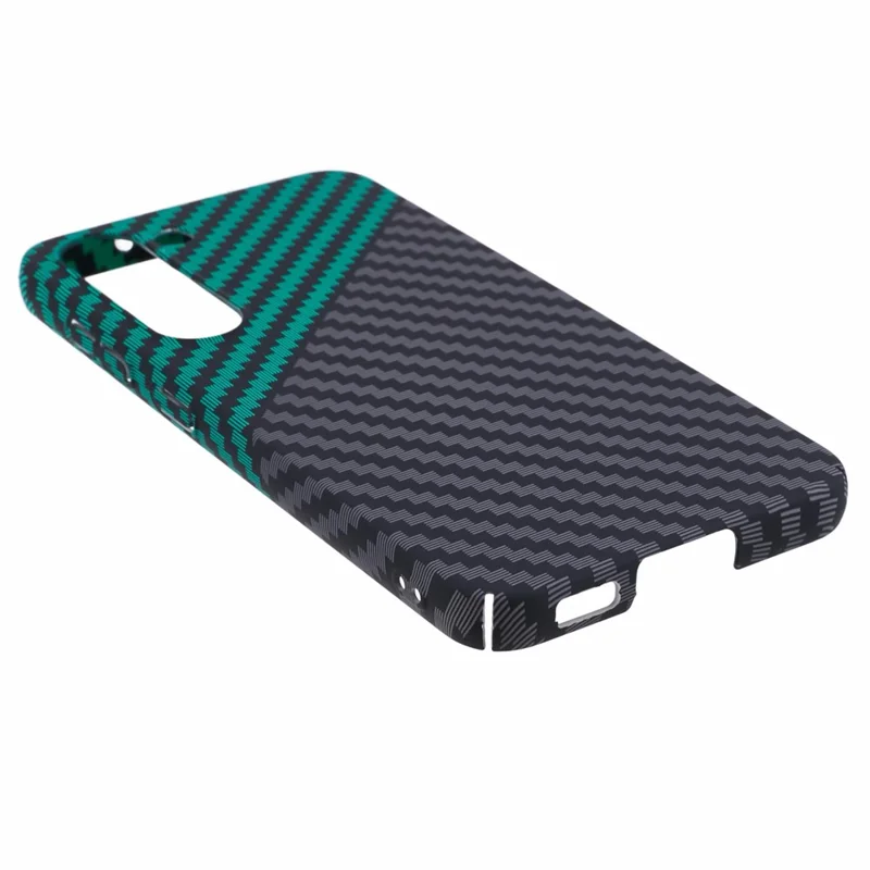 For Samsung Galaxy S23 Phone Case Carbon Fiber Texture Hard PC Back Cover - Black+Green