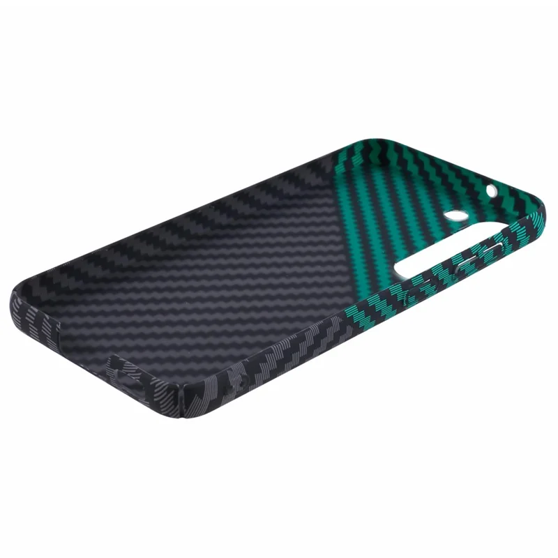 For Samsung Galaxy S23 Phone Case Carbon Fiber Texture Hard PC Back Cover - Black+Green