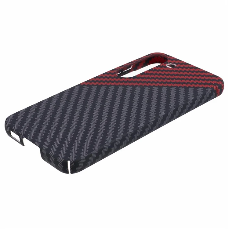 Per Samsung Galaxy S23+ Case Splicing Color PC Phone Cover Carbon Fiber Texture - Nero+Rosso