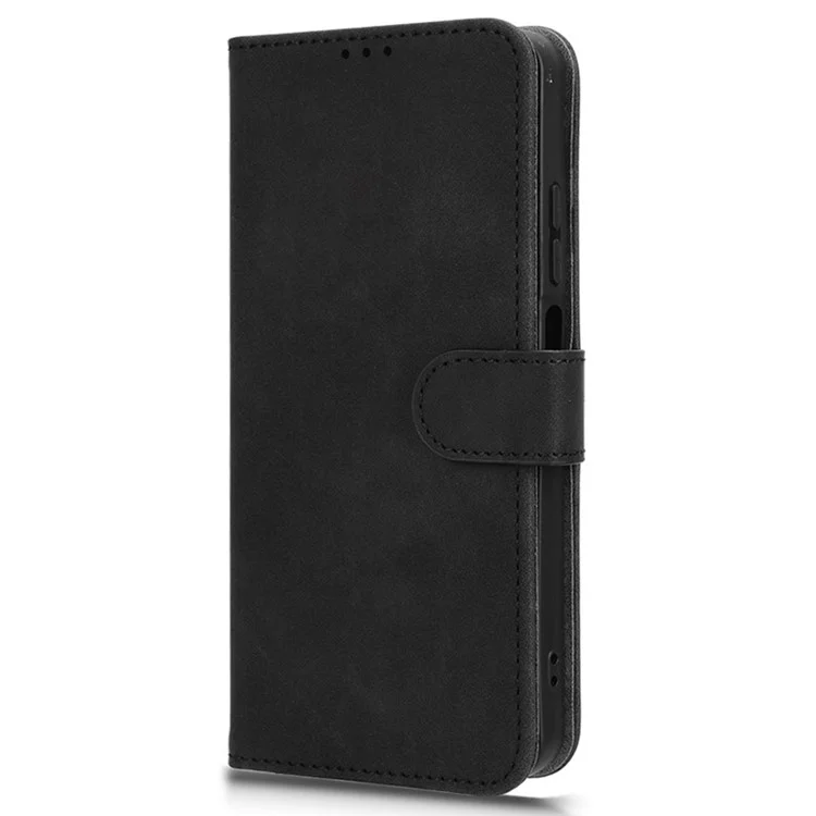 For Motorola Moto G34 5G Leather Case Wallet Phone Cover Skin-touch Texture - Black