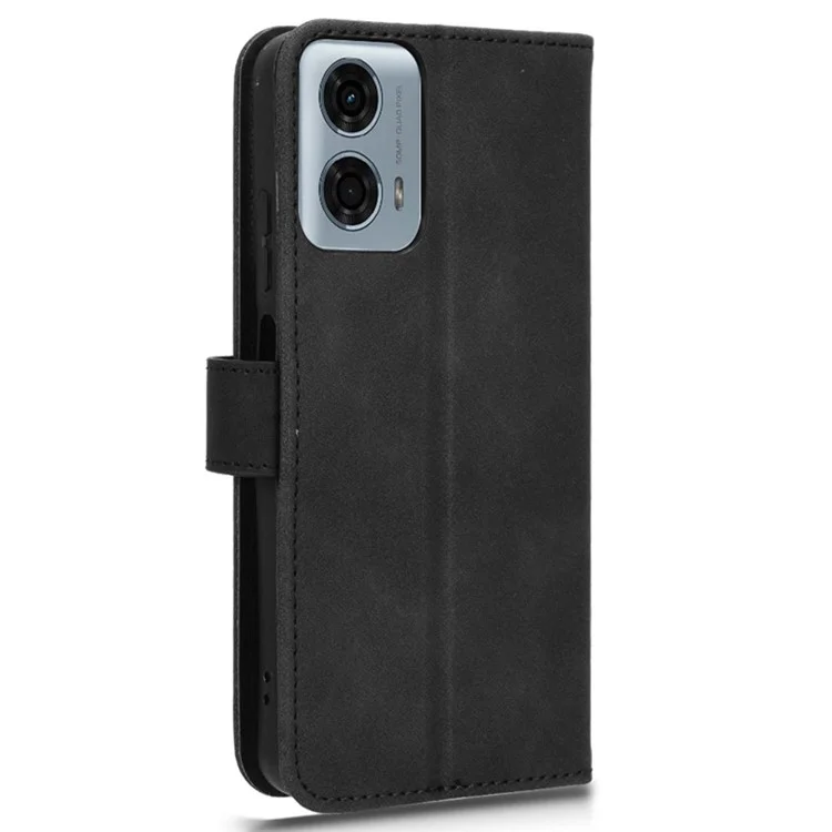 Für Motorola Moto G45 5G / G34 5G Lederhülle Brieftasche Handyhülle Skin-Touch Textur - Schwarz
