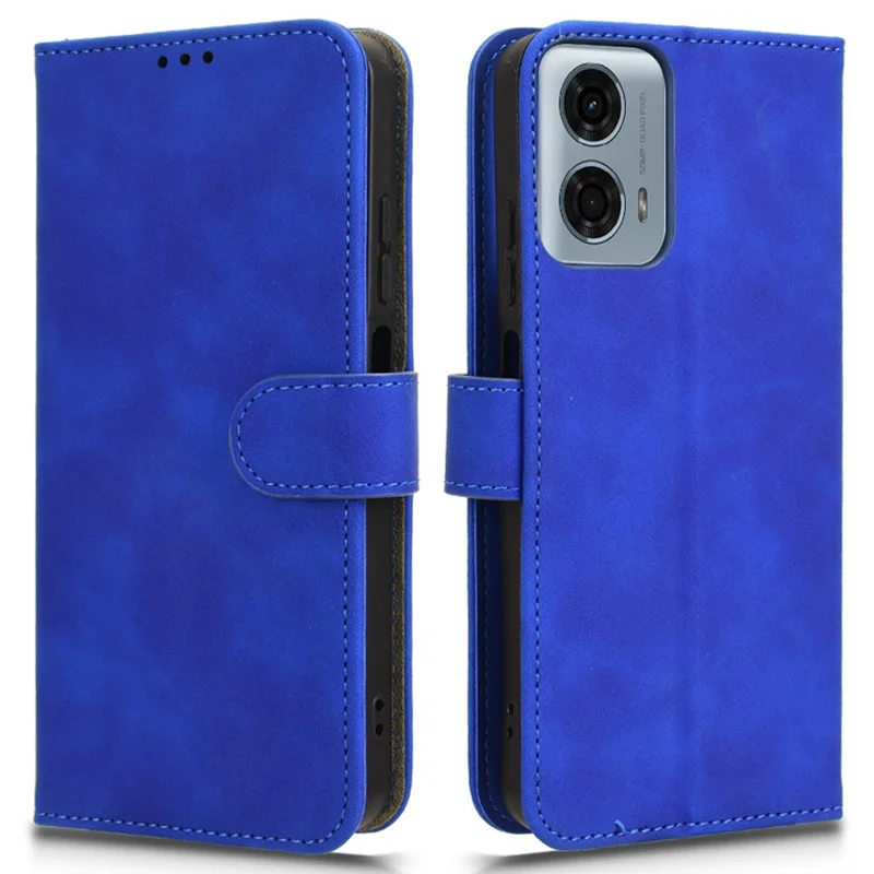 For Motorola Moto G45 5G / G34 5G Leather Case Wallet Phone Cover Skin-Touch Texture - Blue
