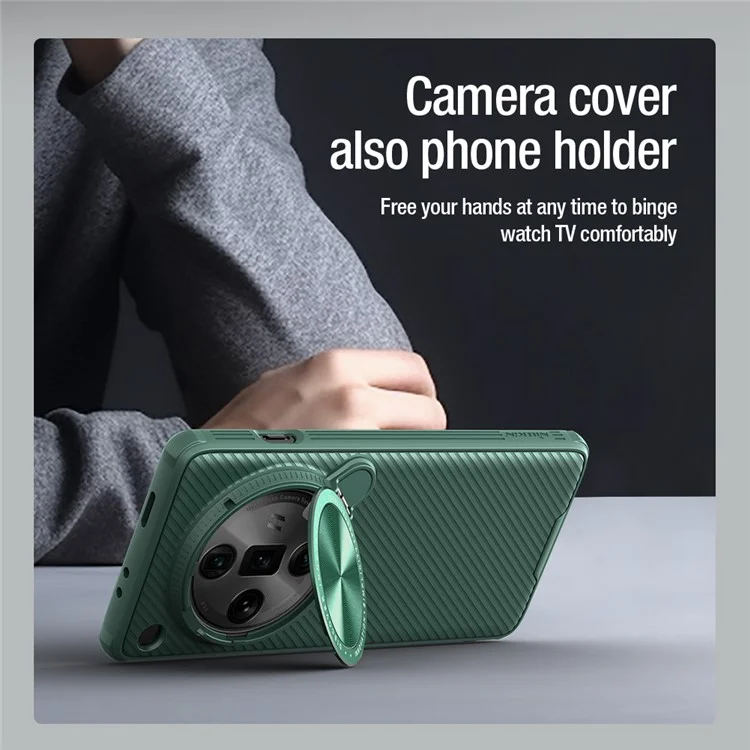 NILLKIN CamShield Prop Magnetic Series para Oppo Find X7 Ultra Funda de teléfono Cubierta de lente Soporte - Negro