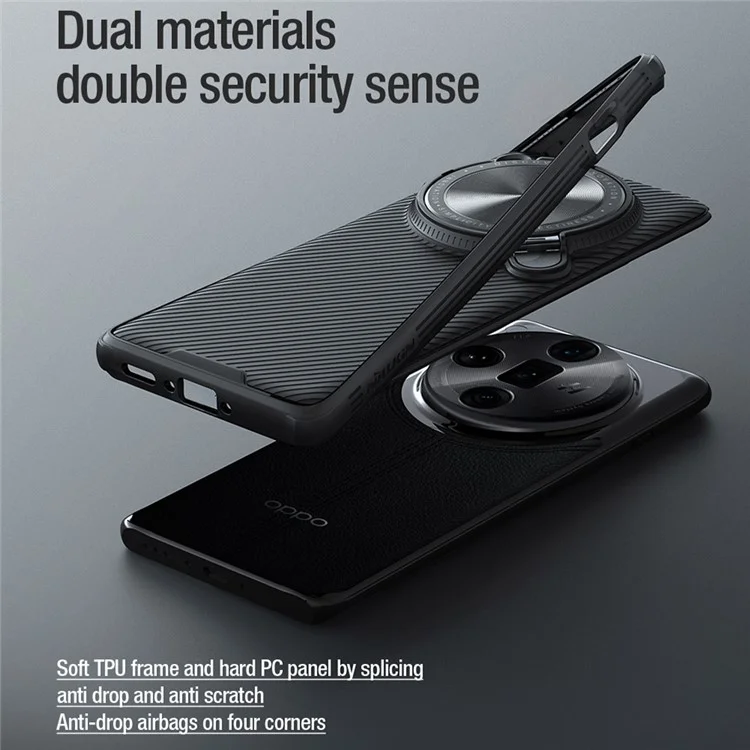 NILLKIN CamShield Prop Magnetic Series para Oppo Find X7 Ultra Funda de teléfono Cubierta de lente Soporte - Negro