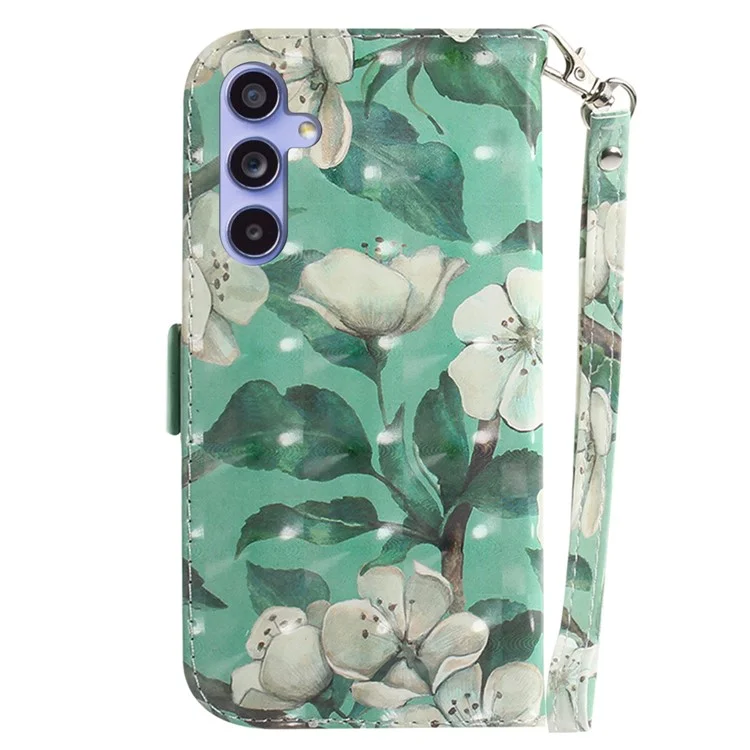 Funda para Samsung Galaxy A35 5G Caso Impresión en 3D Patrón Cartera Funda de Teléfono con Correa - Flores en Acuarela