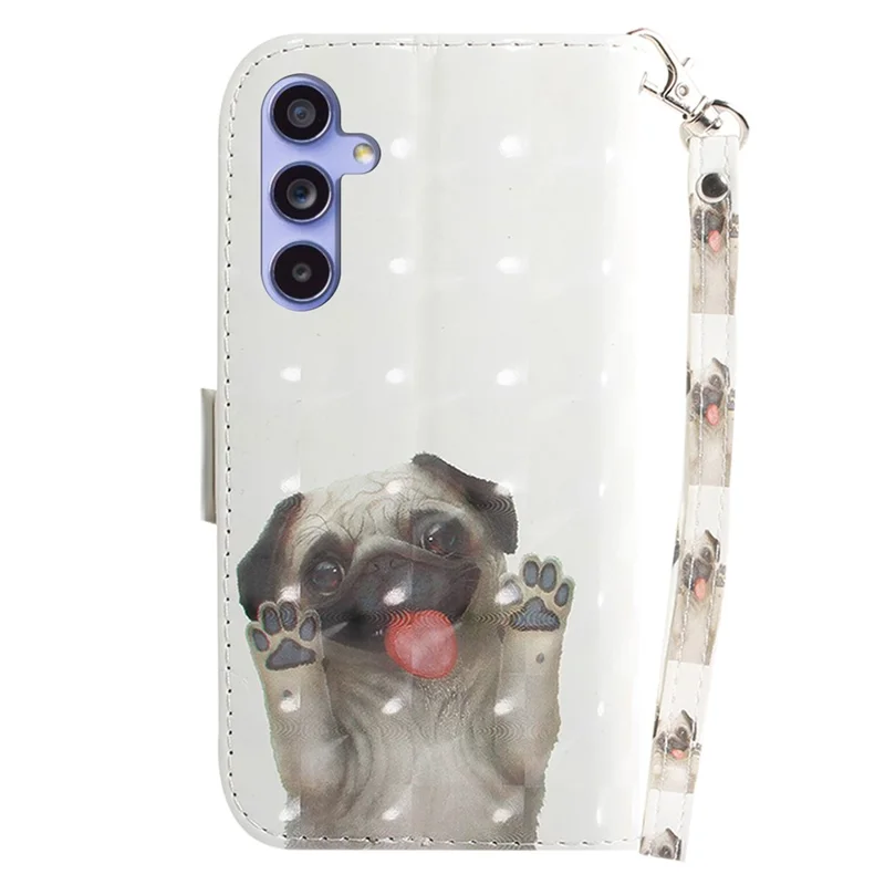For Samsung Galaxy A35 5G Case 3D Pattern Print Wallet Phone Cover with Strap - Pug
