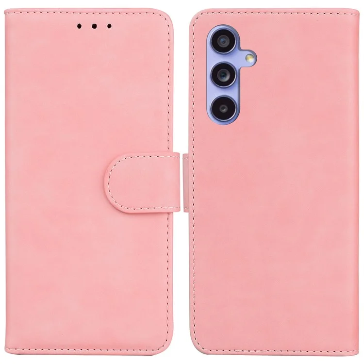 Para Samsung Galaxy A35 5G Funda Sólida Color Cuero Funda Telefónica con Cartera - Rosa