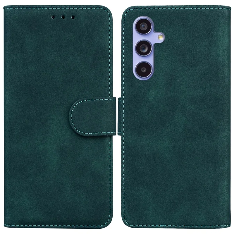 For Samsung Galaxy A55 5G Case Solid Color Leather Phone Cover Wallet - Green