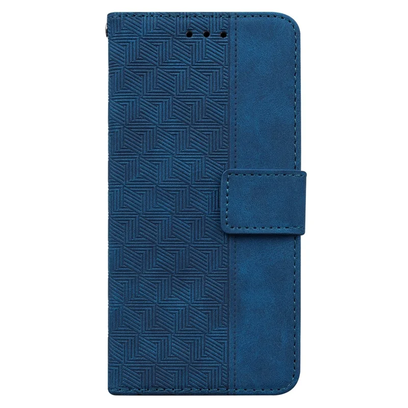 For Samsung Galaxy A35 5G Leather Wallet Case Geometry Imprinted Phone Cover - Blue