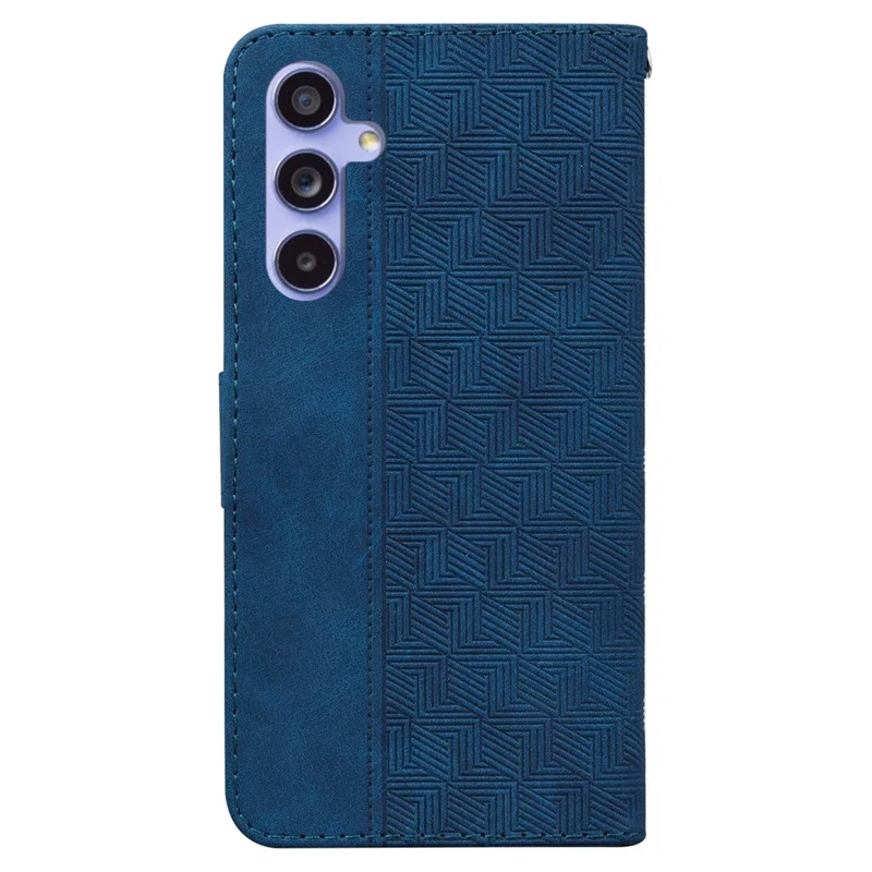 For Samsung Galaxy A35 5G Leather Wallet Case Geometry Imprinted Phone Cover - Blue