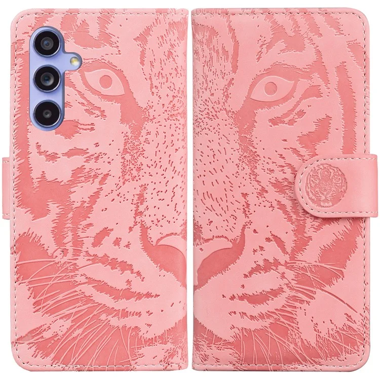Para Samsung Galaxy A55 5G Tiger Pattern Leather Case Wallet Protective Cover - Pink