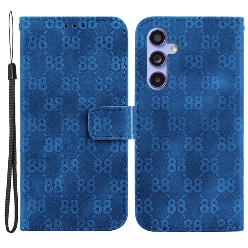 Til Samsung Galaxy A35 5G Case PU-læder Wallet telefonbeskytning Dobbelt 8-form - Mørkeblå