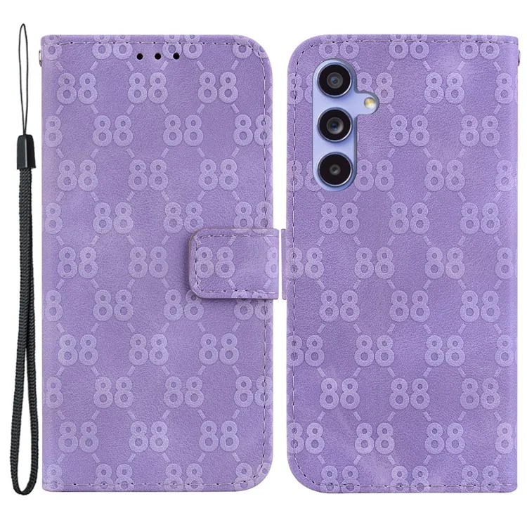 Para Samsung Galaxy A55 5G Funda Doble 8-Shape Estampada Cubierta de Cuero con Billetera - Púrpura