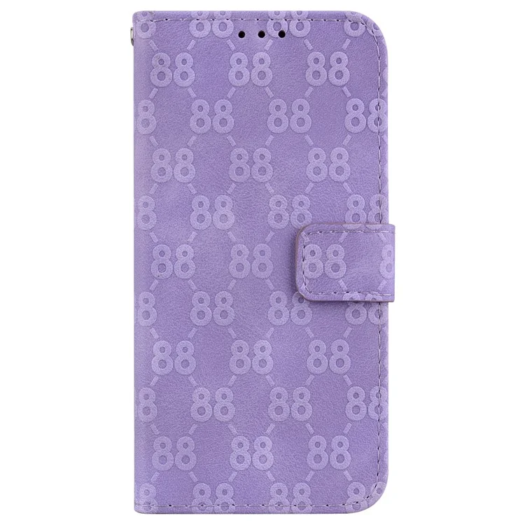 Para Samsung Galaxy A55 5G Funda Doble 8-Shape Estampada Cubierta de Cuero con Billetera - Púrpura