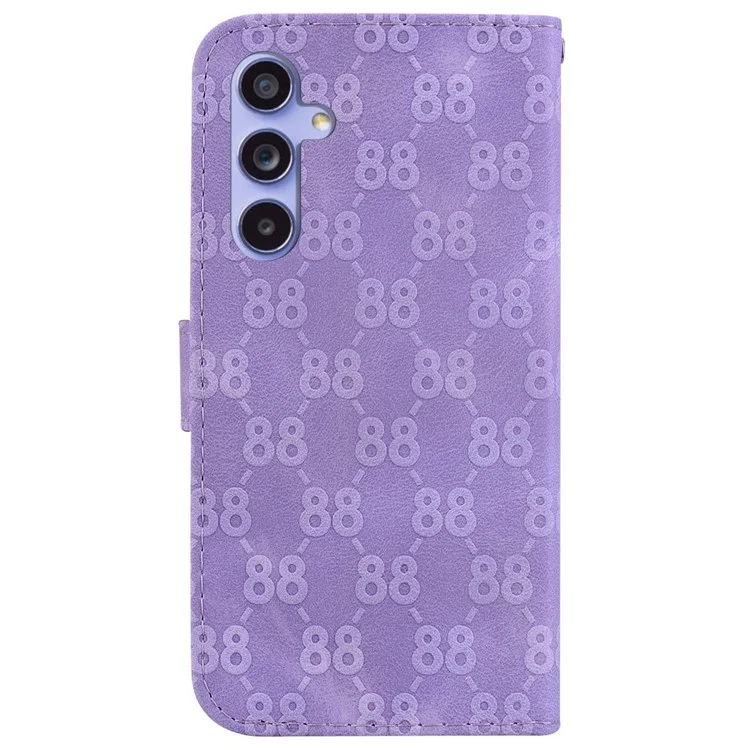 Para Samsung Galaxy A55 5G Funda Doble 8-Shape Estampada Cubierta de Cuero con Billetera - Púrpura