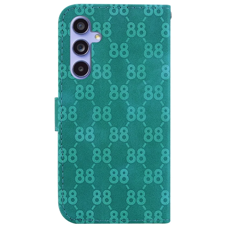 For Samsung Galaxy A55 5G Case Double 8-Shape Imprinted Leather Cover with Wallet - Green