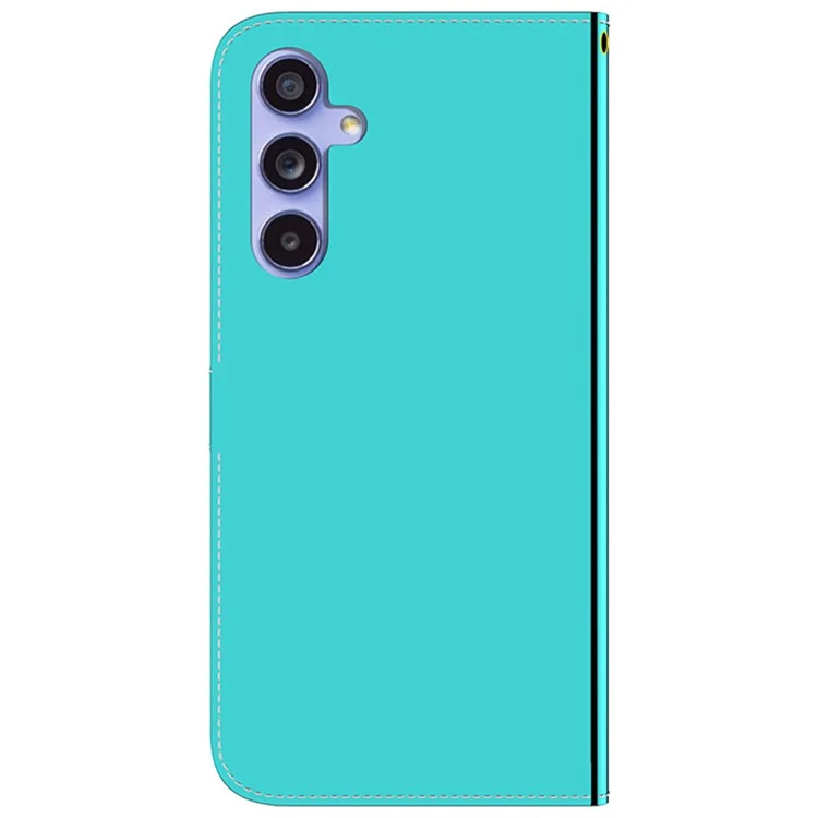 Para el caso de Samsung Galaxy A55 5G Leather Case Mirror-Like Surface Wallet Cover con correa - Cian