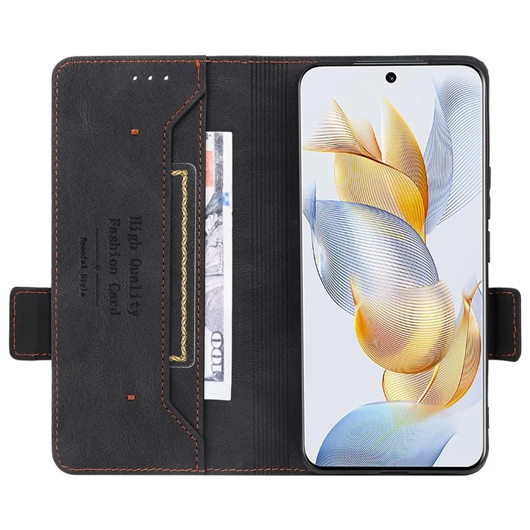 Funda Magnética Hardware Decorativo Para Honor 90 - Negro