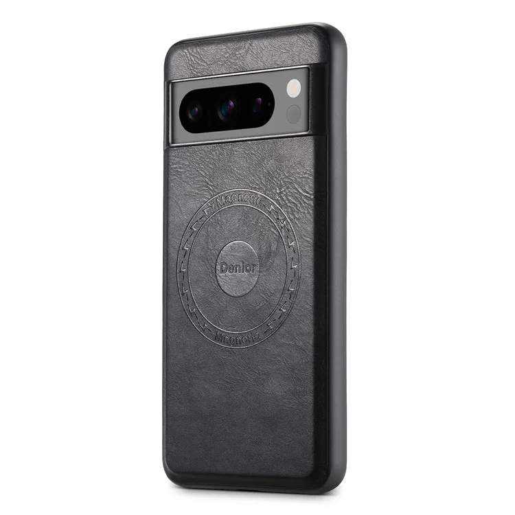 DENIOR Pour Google Pixel 8 Pro Étui de téléphone magnétique en cuir PU+PC+TPU - Noir