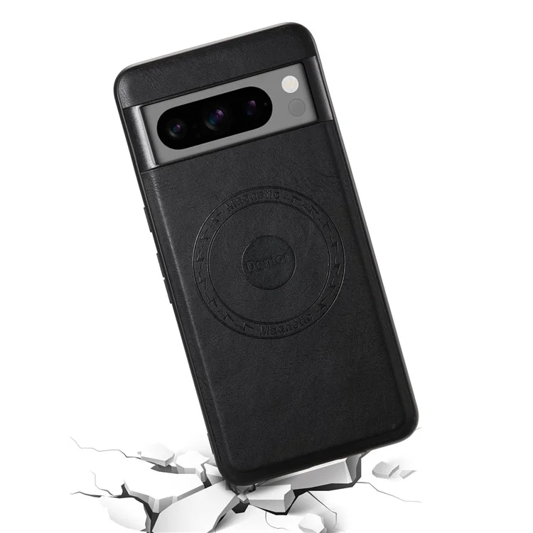 DENIOR Pour Google Pixel 8 Pro Étui de téléphone magnétique en cuir PU+PC+TPU - Noir