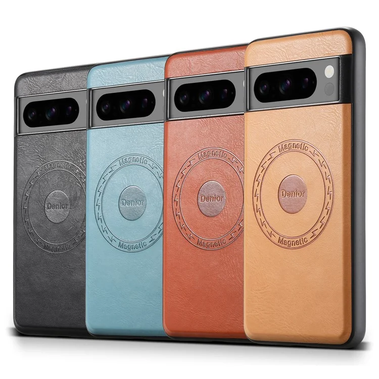 DENIOR Pour Google Pixel 8 Pro Étui de téléphone magnétique en cuir PU+PC+TPU - Noir