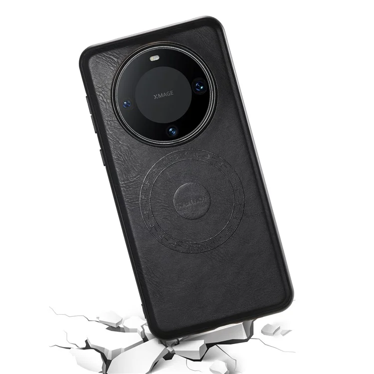 DENIOR para Huawei Mate 60 Funda Magnética Compatible con MagSafe Textura de Cuero de Vacuno - Negro