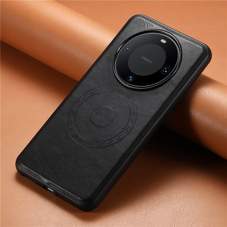 DENIOR para Huawei Mate 60 Funda Magnética Compatible con MagSafe Textura de Cuero de Vacuno - Negro