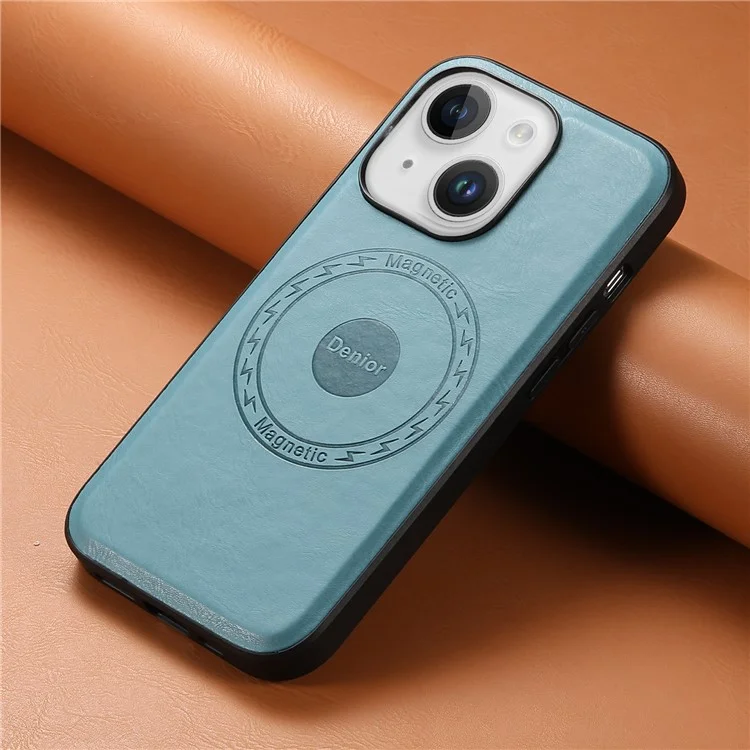 DENIOR For iPhone 15 Plus Magnetic Case Compatible with MagSafe Leather+PC+TPU Cover - Blue