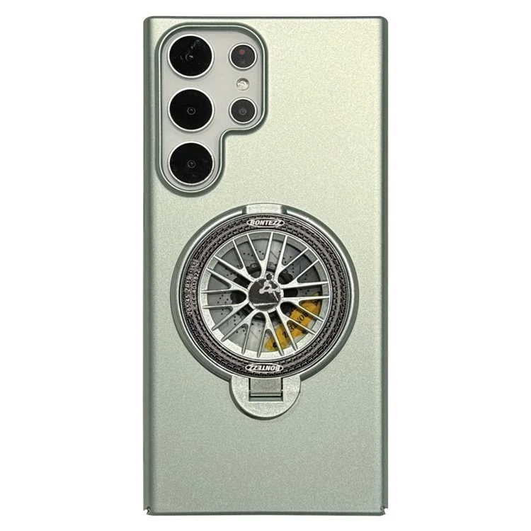 VOERO Slim Case für Samsung Galaxy S23 Ultra Elektroplattierung Kickstand PC Phone Case Eingebauter Drehkreisel - Cyan