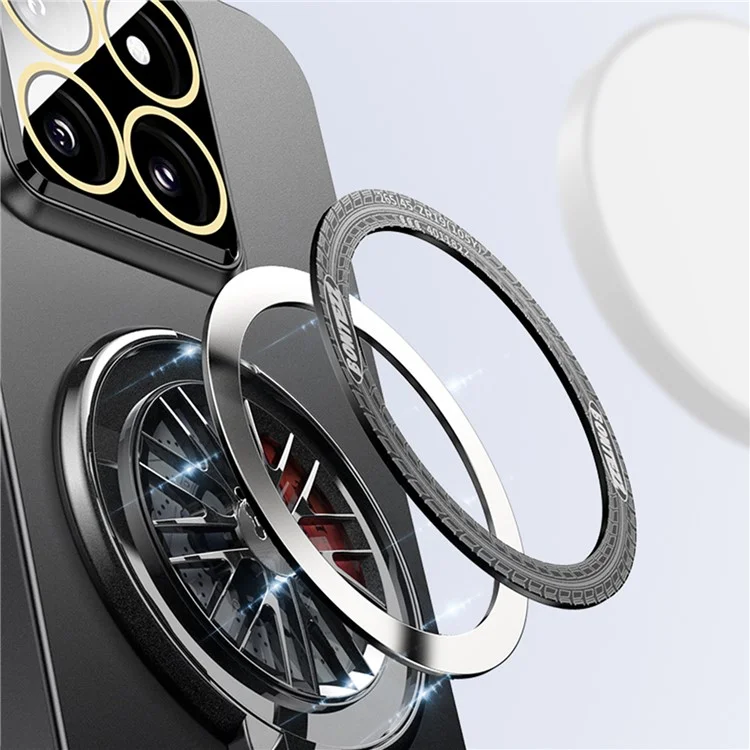 VOERO For Xiaomi 14 Pro PC Case Rotating Gyro Kickstand Phone Case with Lens Film - Transparent