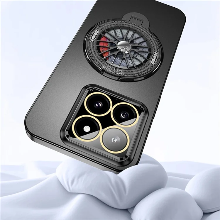 VOERO For Xiaomi 14 Pro PC Case Rotating Gyro Kickstand Phone Case with Lens Film - Transparent