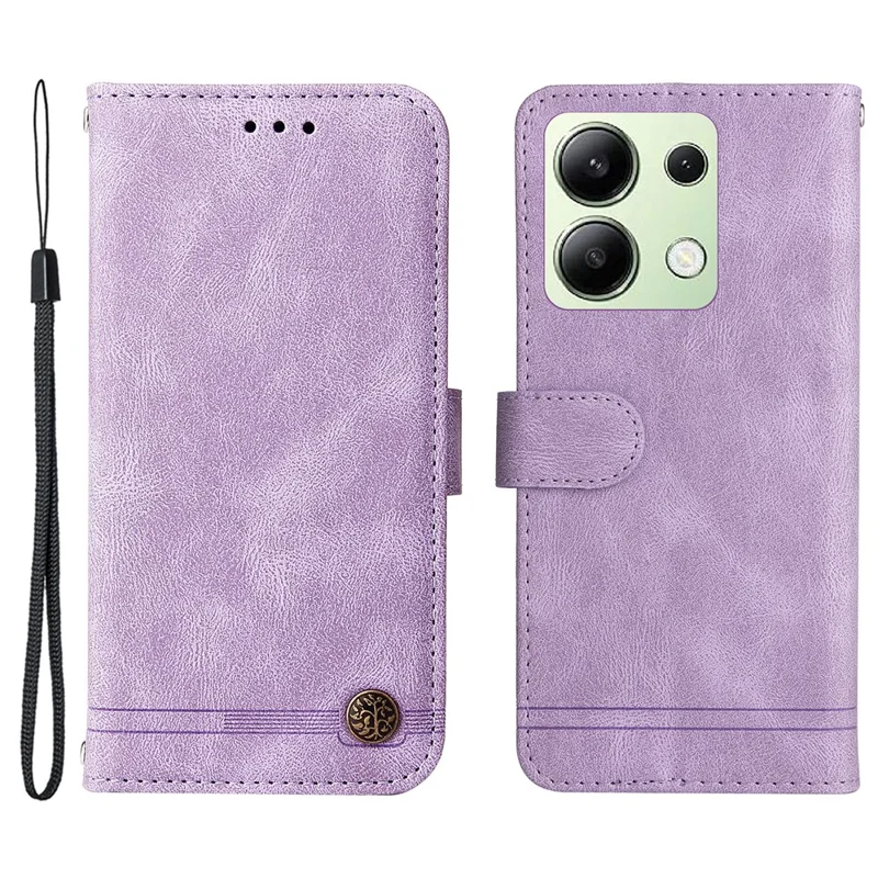 Pour Xiaomi Redmi Note 13 4G Skin-Feel Leather Case Wallet Stand Phone Cover - Violet