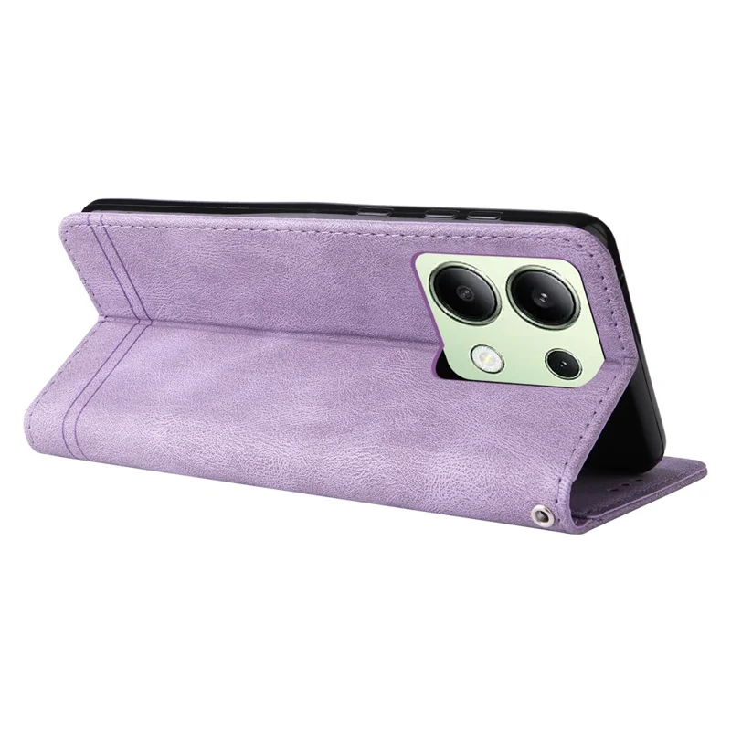 Pour Xiaomi Redmi Note 13 4G Skin-Feel Leather Case Wallet Stand Phone Cover - Violet