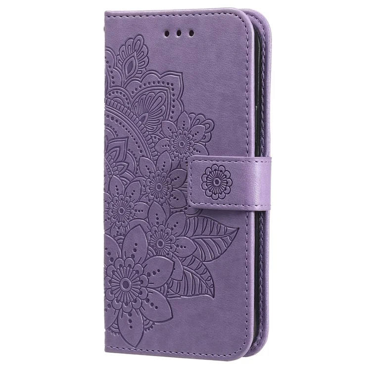 For Xiaomi Redmi Note 13 4G Case Floral Pattern PU Leather Wallet Stand Phone Cover - Purple