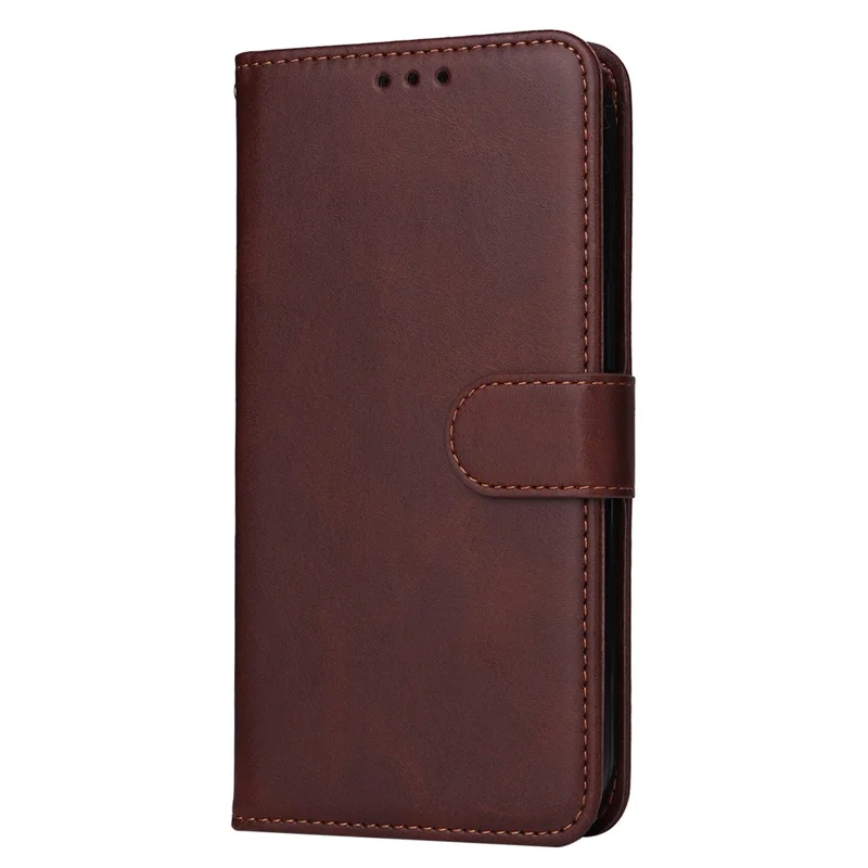 For Realme C67 4G Case Calf Texture PU Leather Magnetic Clasp Cover with Wallet - Brown