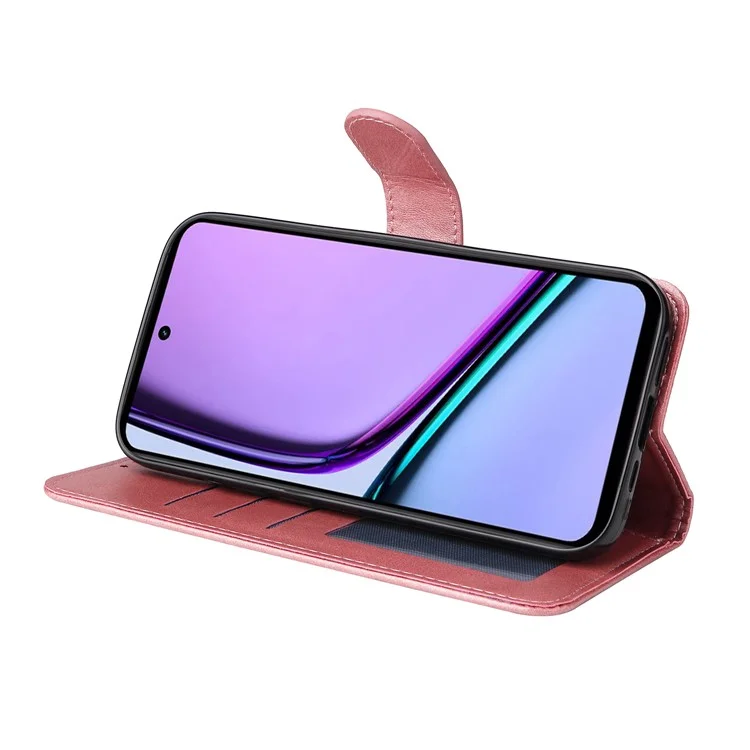 Para Realme C67 4G Case Calf Texture PU Leather Magnetic Clasp Cover with Wallet - Pink