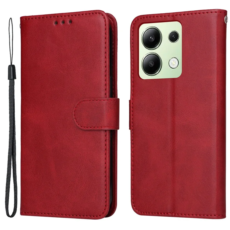 For Xiaomi Redmi Note 13 4G Case PU Leather Cover with Wallet Card Slots - Red