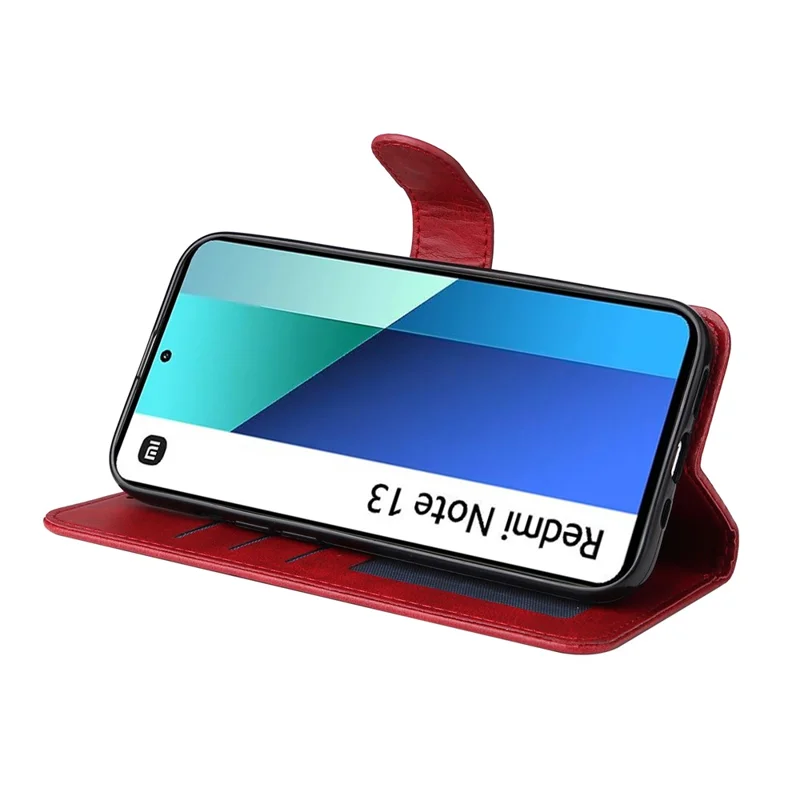 For Xiaomi Redmi Note 13 4G Case PU Leather Cover with Wallet Card Slots - Red